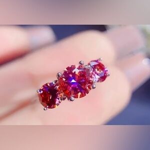 Elegant Silver and Red Gemstone Ring